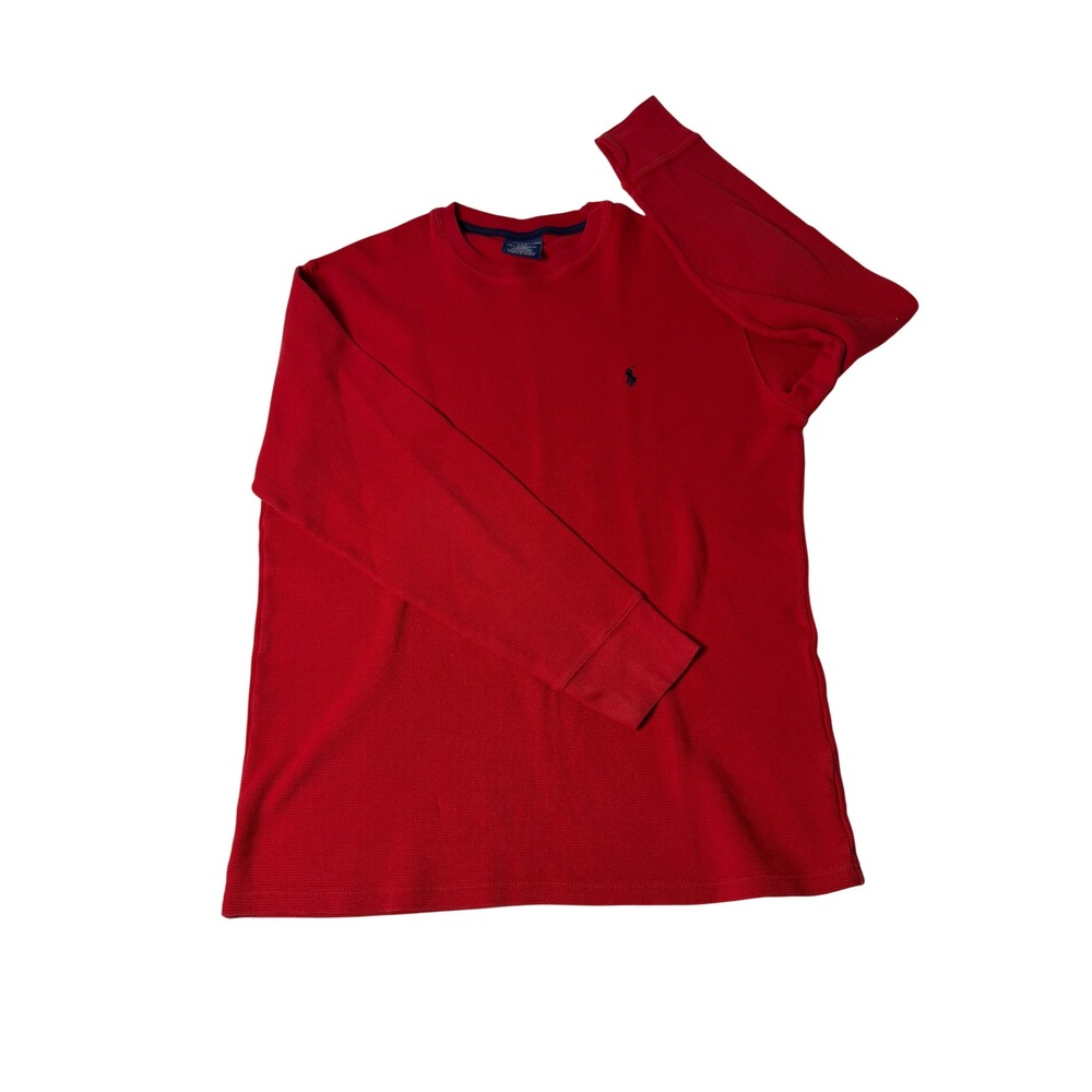 Polo Ralph Lauren Waffle Knit Thermal Shirt Mens Large Red Excellent Long Sleeve